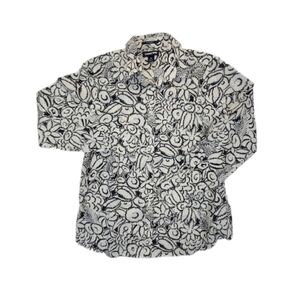 Land's End No Iron Supima Cotton Button Down Long Sleeve Floral Print, Size 10